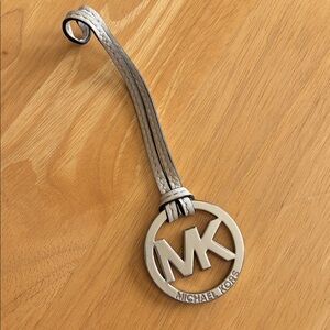Michael Kors Replacement Silver Tone Metal-Cream Leather String Hang Tag Charm